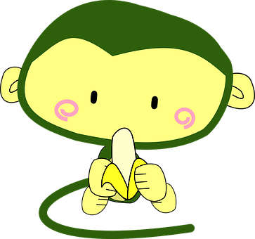 A Cartoon Monkey Holding A Banana