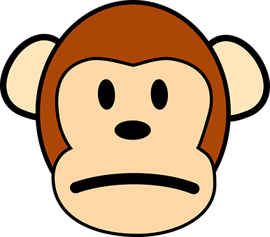 A Cartoon Monkey With A Sad Face