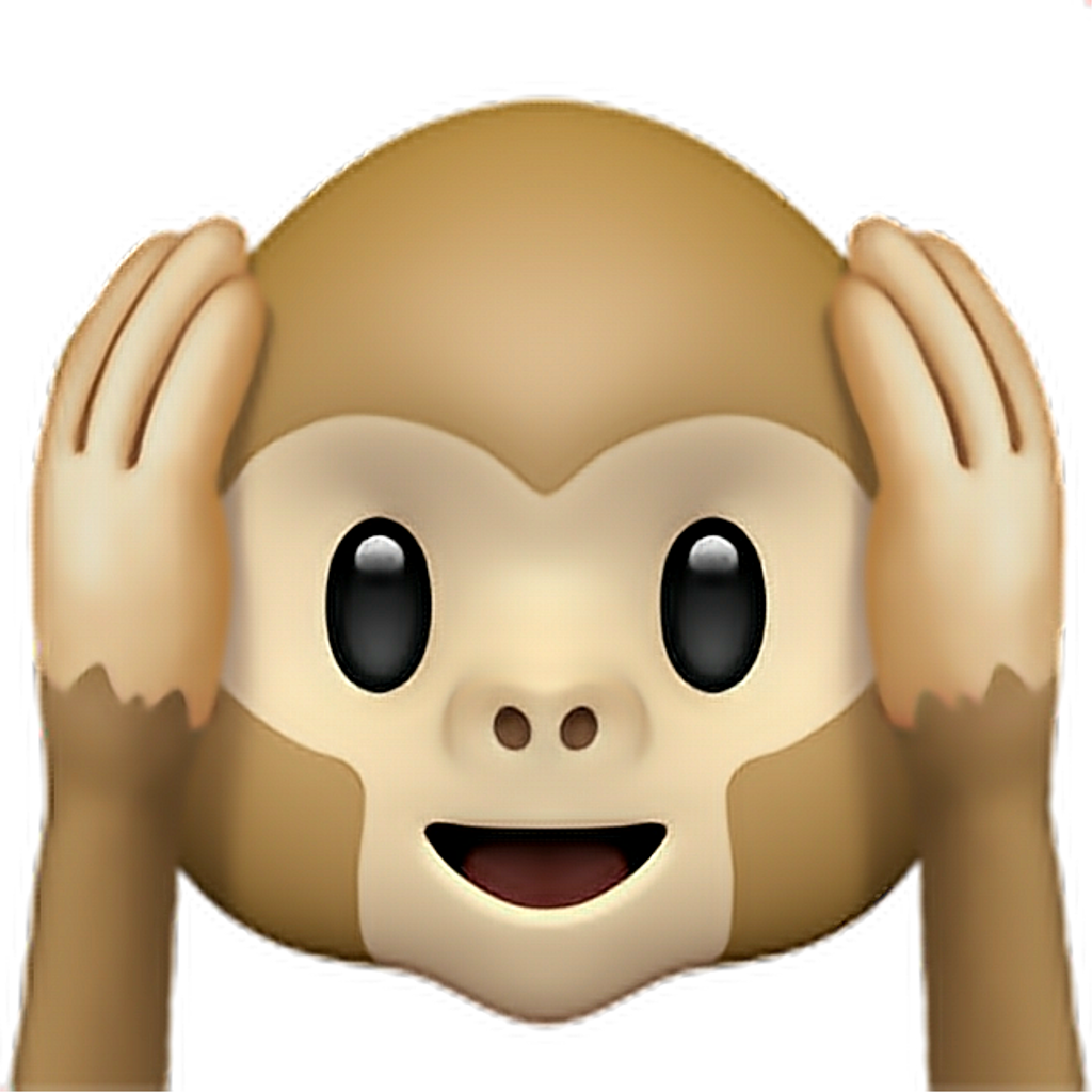 •monkey Emoji 2 🙉 Monkey Ears Emoji Emoticon Iphone - Monkey Covering Ears Emoji, Hd Png Download