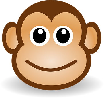 A Cartoon Monkey With Big Eyes And A Smile