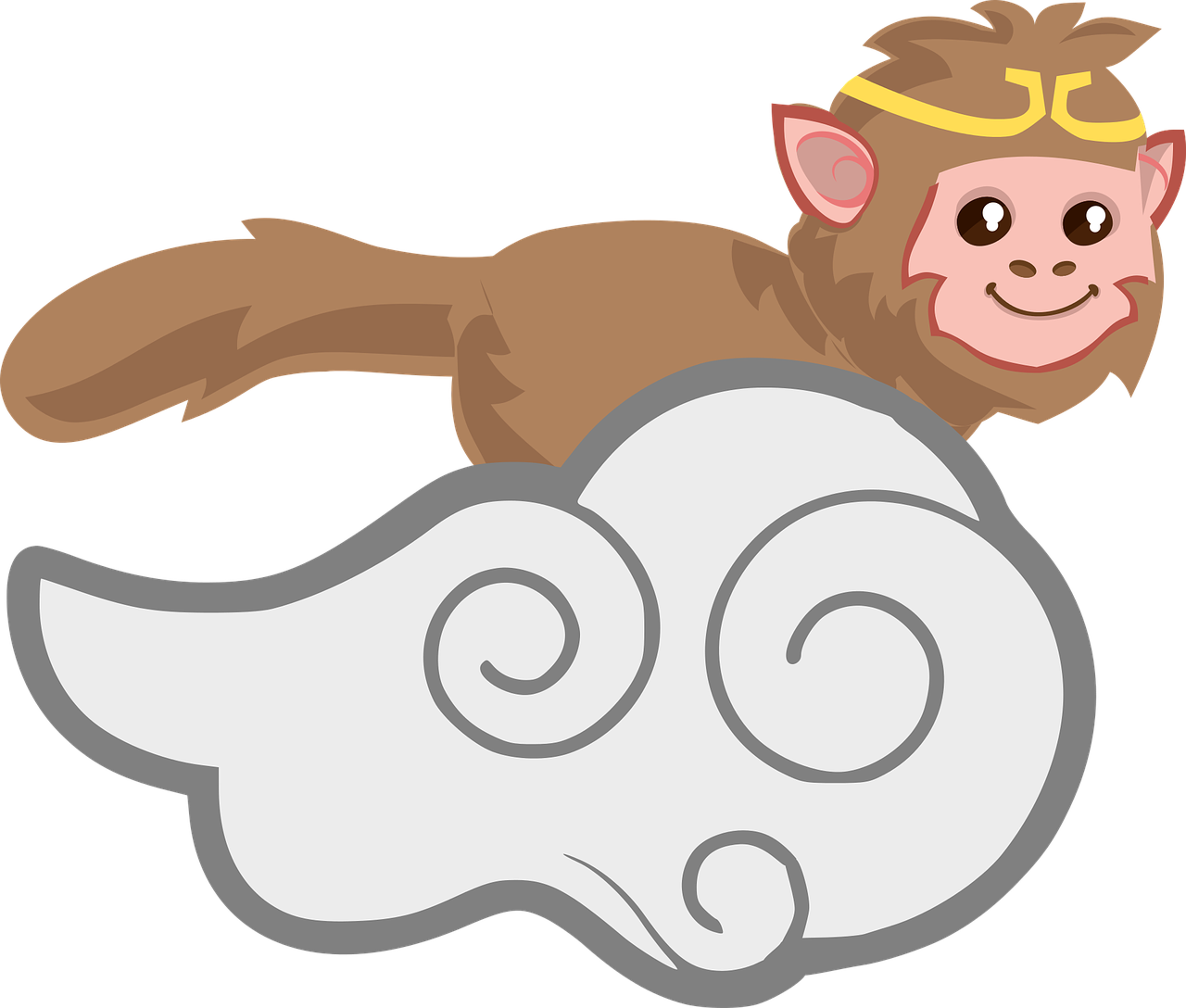 A Cartoon Monkey With A Crown And A Cloud