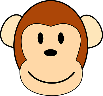 A Cartoon Monkey Face With Black Background