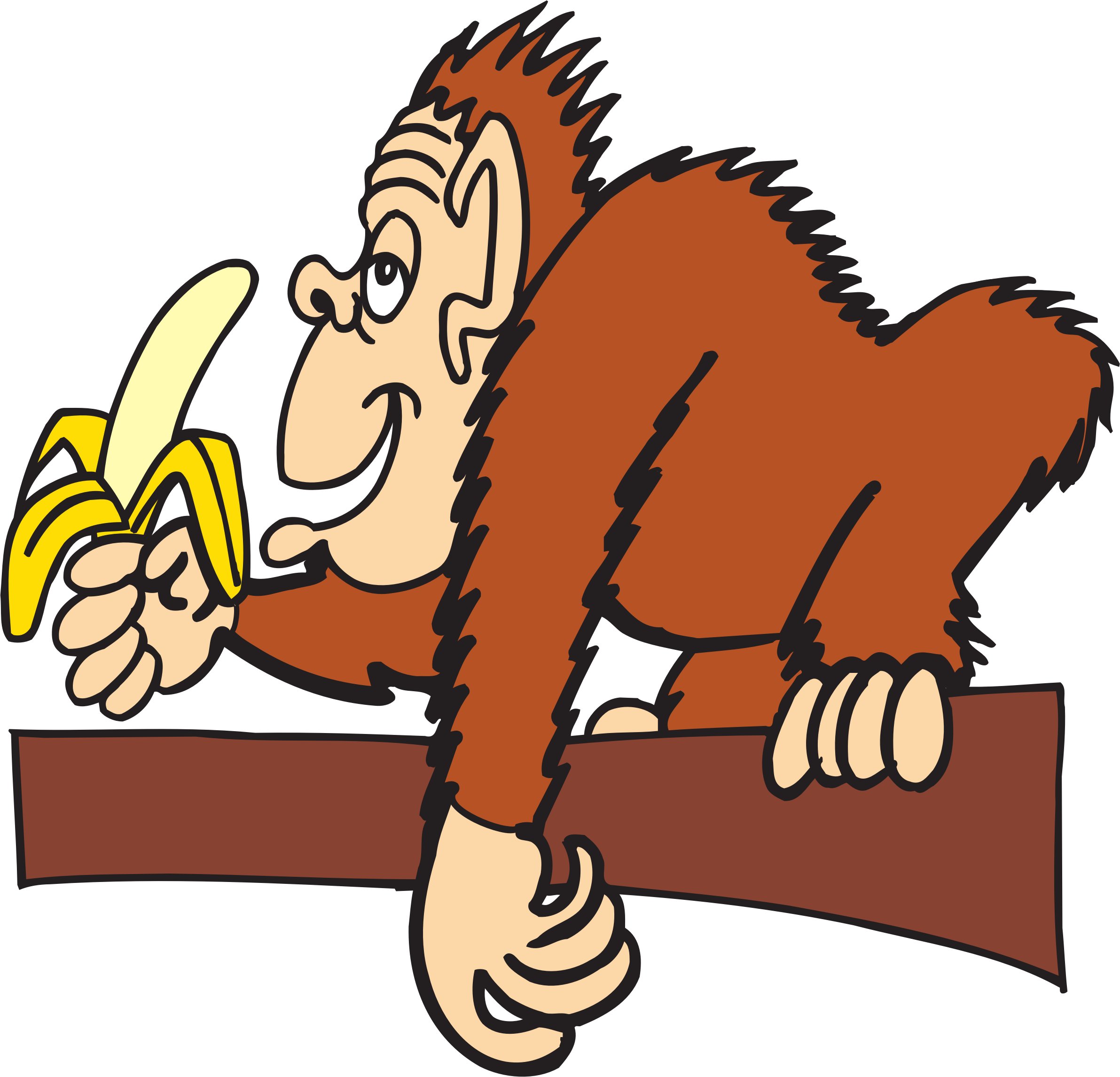 A Cartoon Of A Monkey Eating A Banana