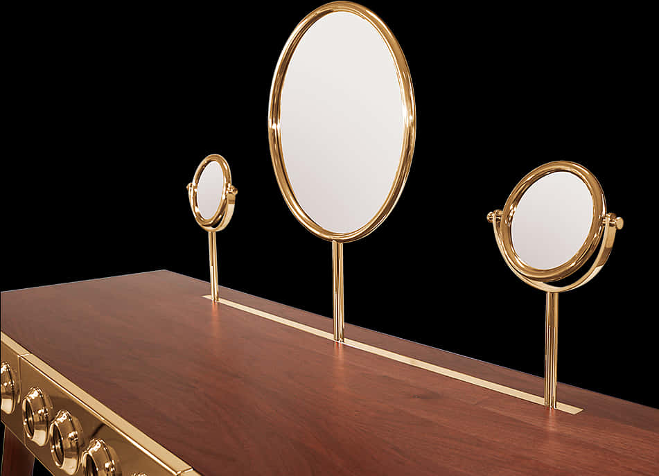 A Group Of Mirrors On A Table