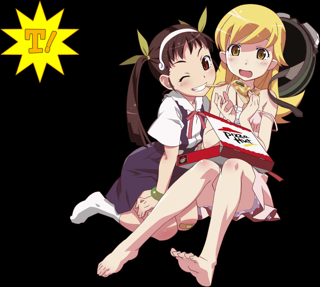 A Cartoon Of Two Girls Sitting On The Ground