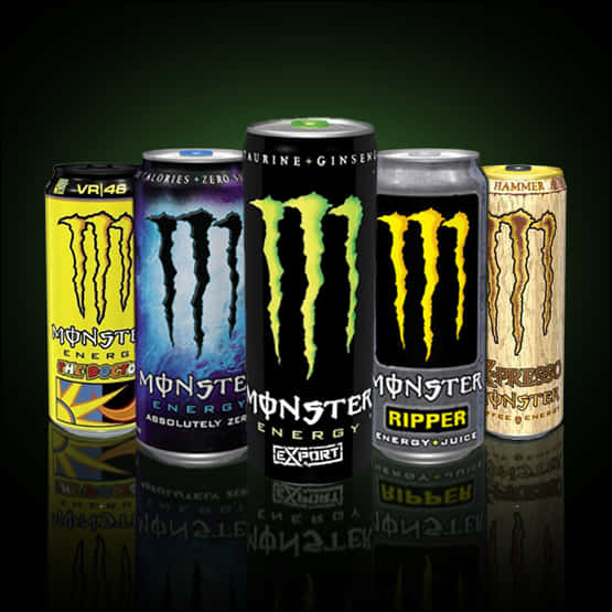 Five Cans Of Monster Energy Drink