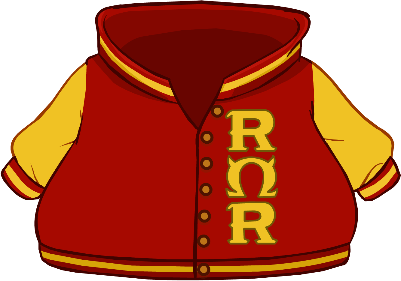 Cartoon Red And Yellow Jacket With Yellow Letters