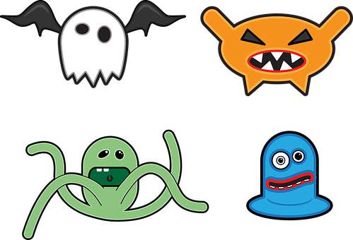 A Group Of Cartoon Monsters