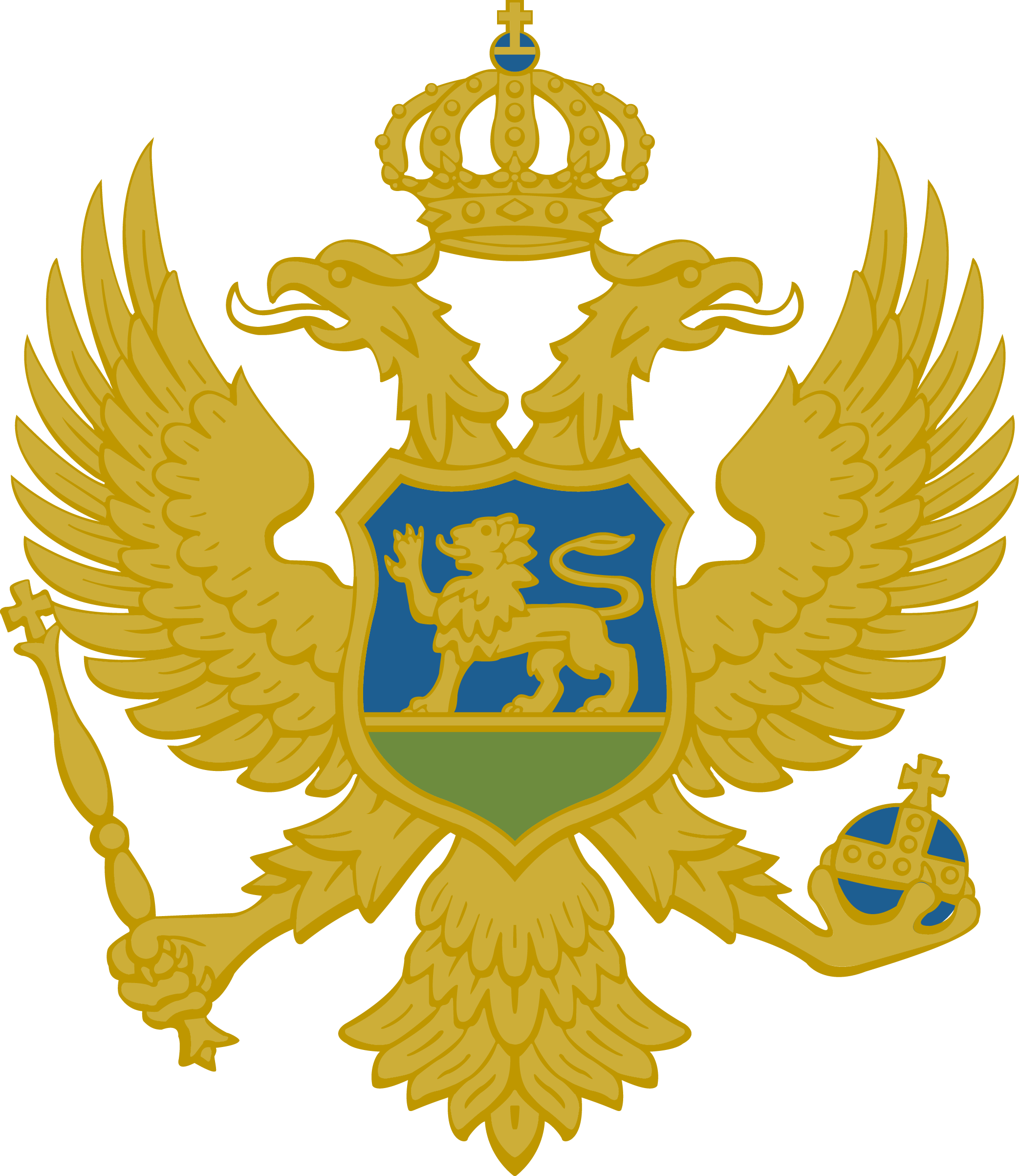 A Gold Eagle With Two Heads And A Crown