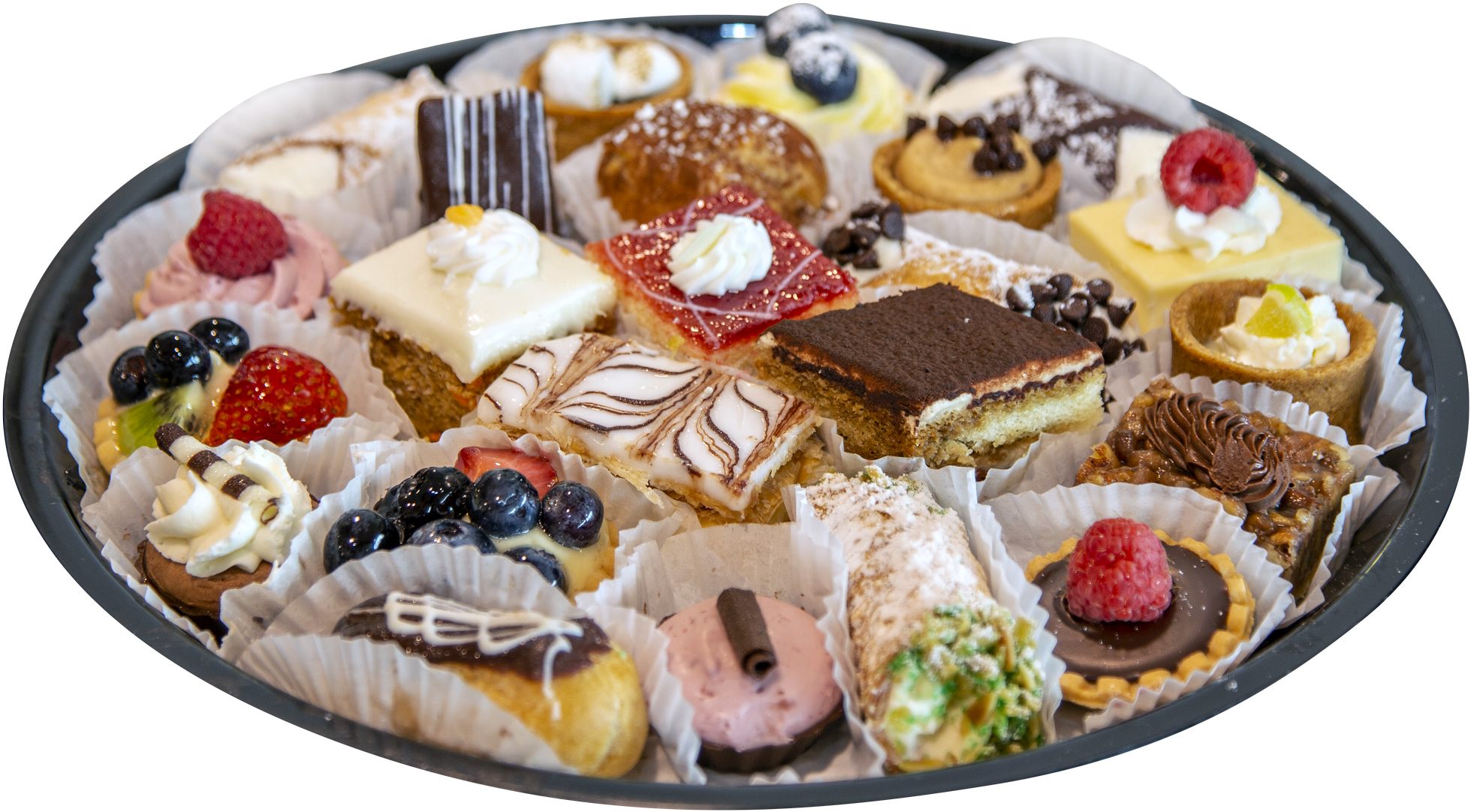 A Tray Of Pastries On A Black Background