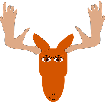 A Cartoon Of A Moose With Hands On It