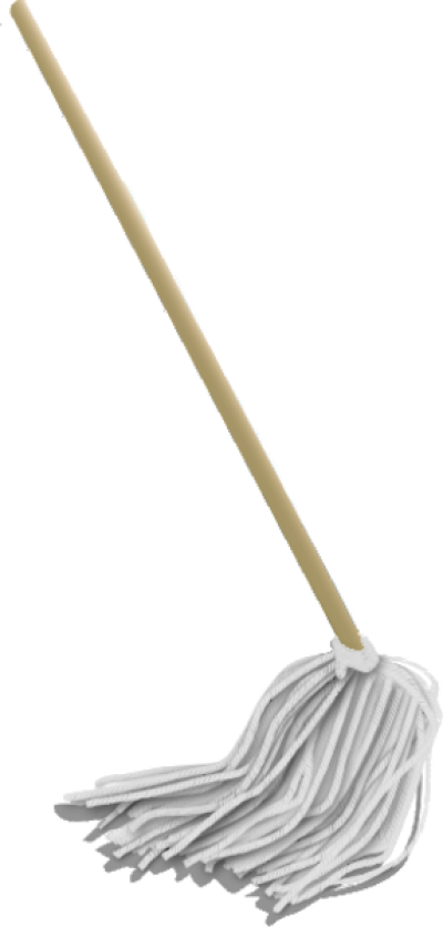 A Mop With A Wooden Handle