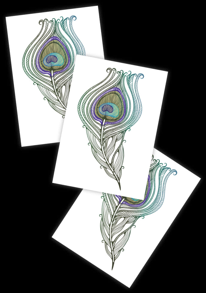 A Group Of Cards With Peacock Feathers