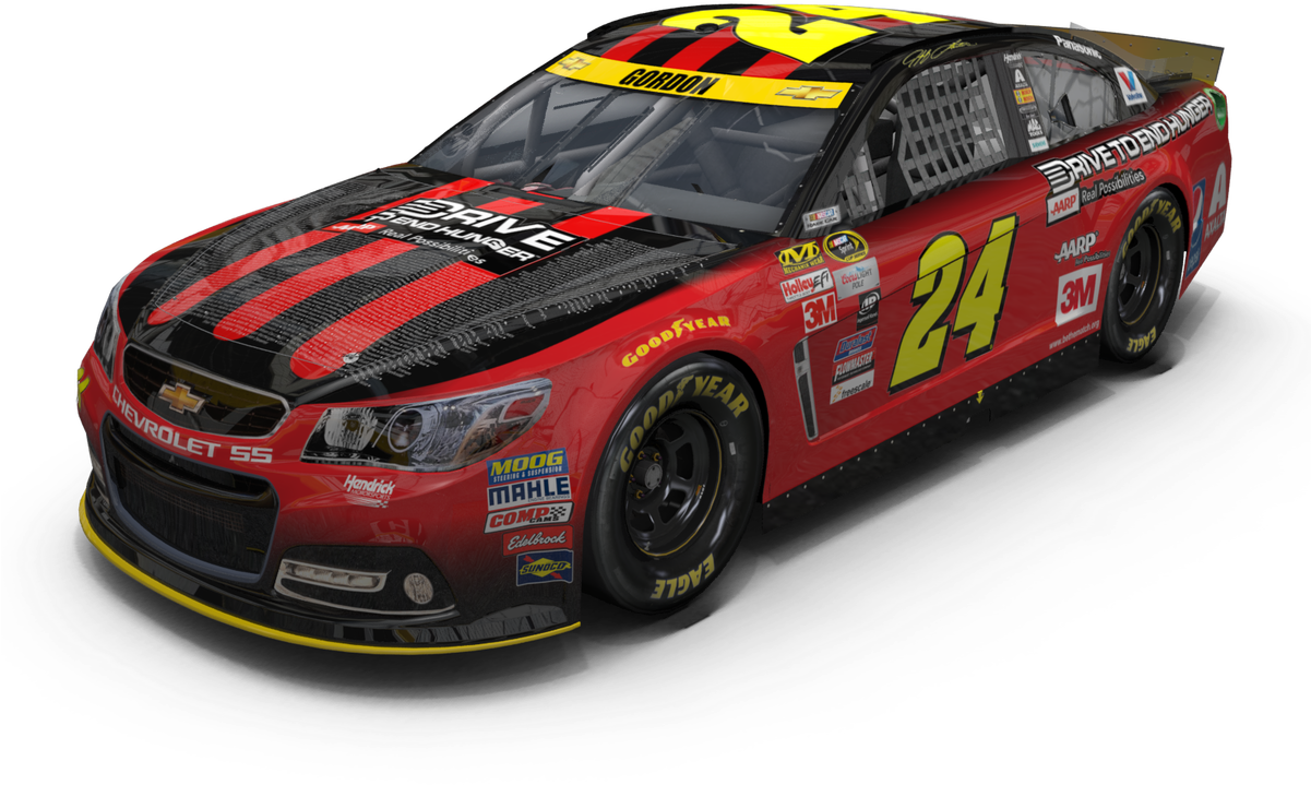 A Red Race Car With Yellow And Black Stripes