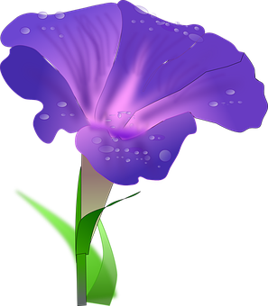 A Purple Flower With Green Stem