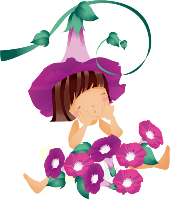 A Cartoon Of A Girl Wearing A Hat And Holding Flowers