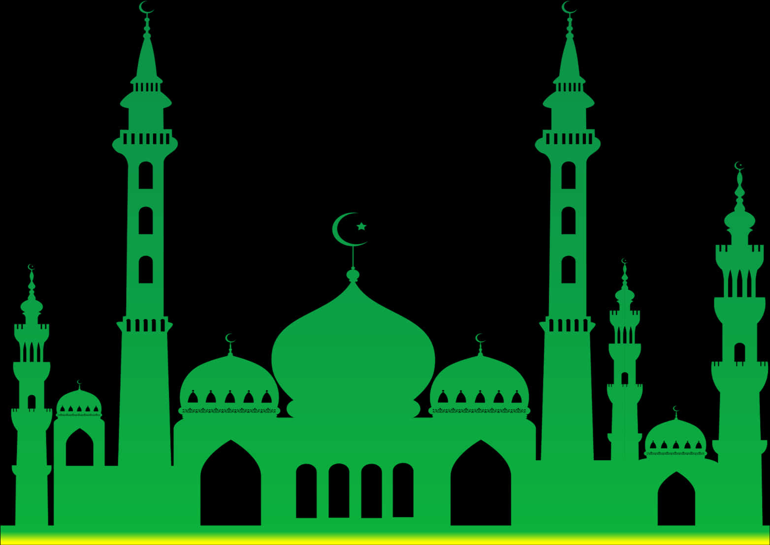 A Green Silhouette Of A Mosque