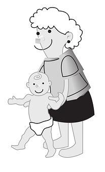 A Cartoon Of A Woman Holding A Baby