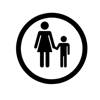 A Black And White Circle With A Woman And A Child