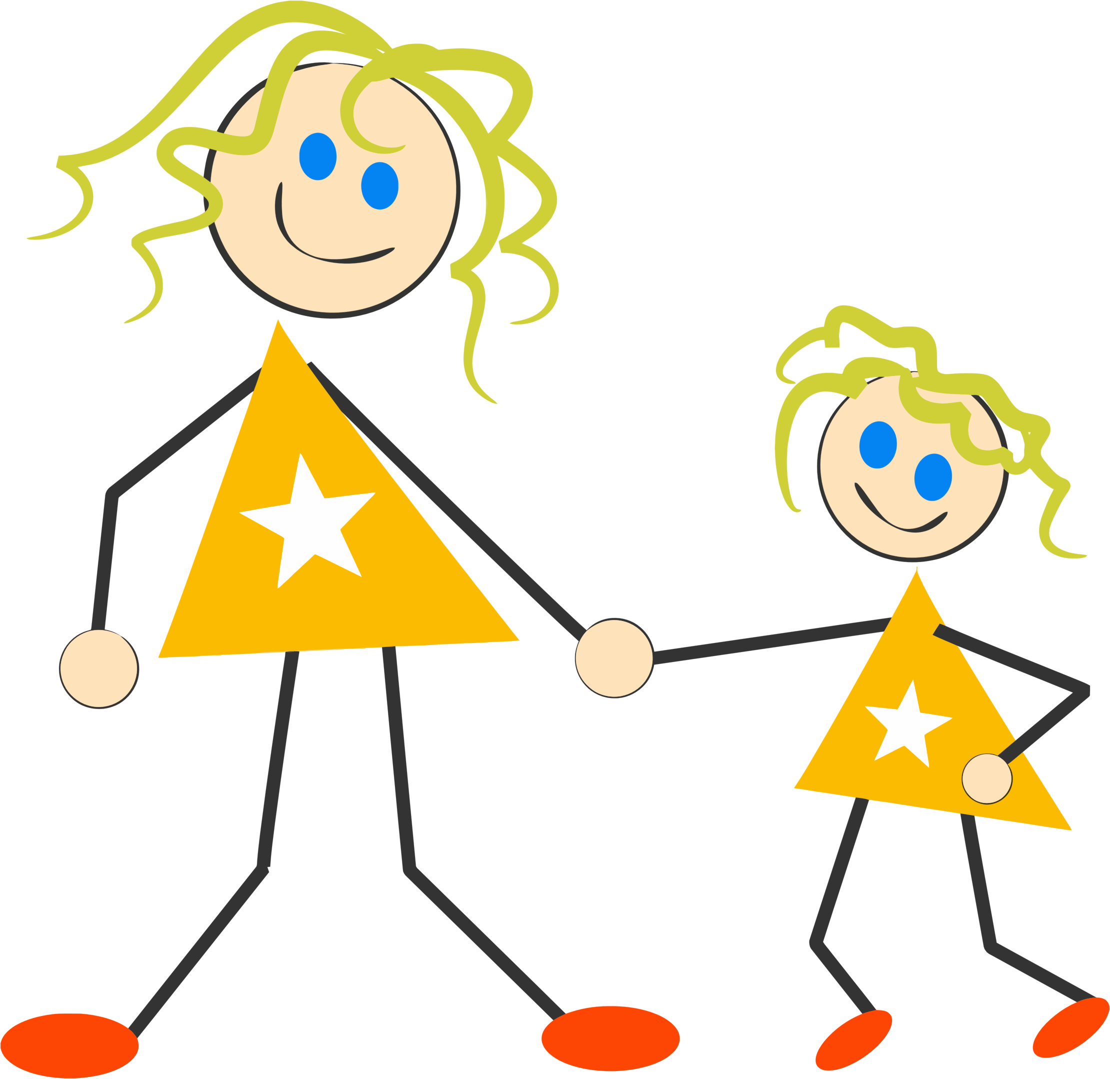 A Cartoon Of A Woman And A Child Holding Hands