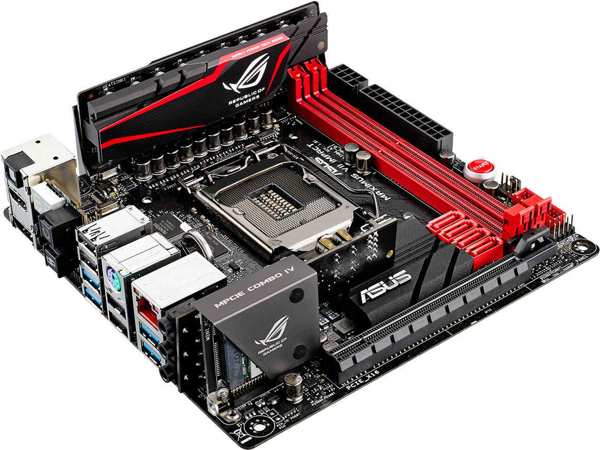 A Computer Motherboard With Red And Black Components