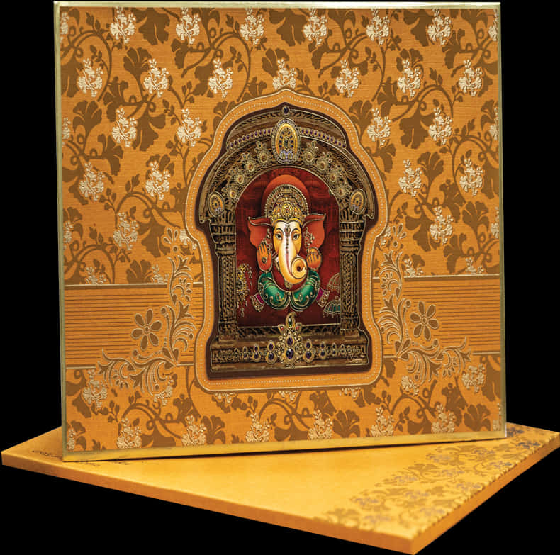 Gold Motif Indian Wedding Card