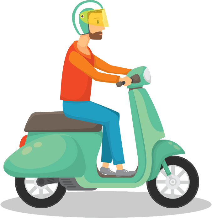 A Man Riding A Scooter
