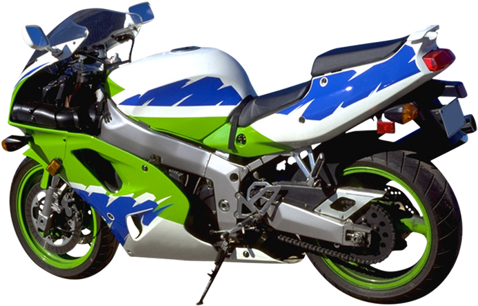 A Green And Blue Motorcycle