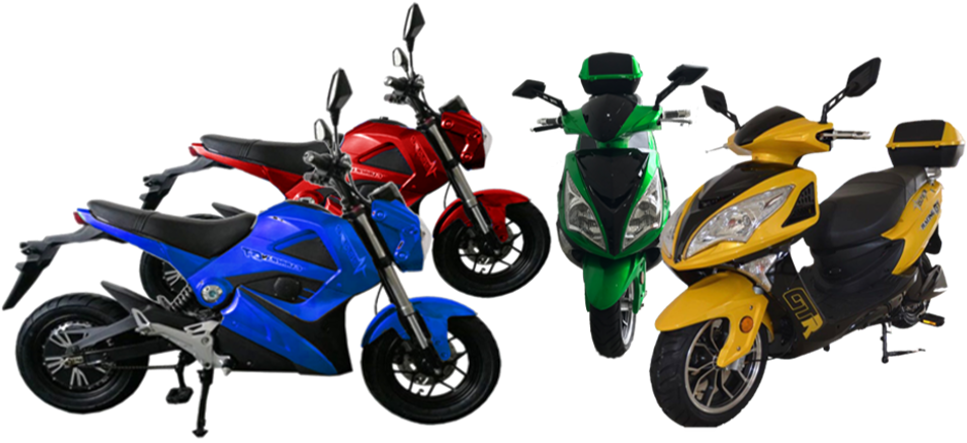 A Group Of Motorcycles In Different Colors