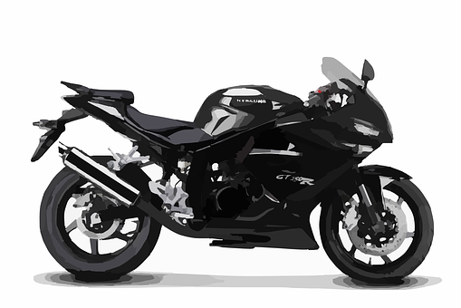 A Black Motorcycle With A White Background