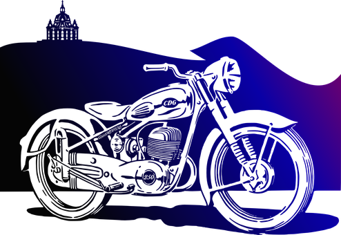 A Motorcycle With A Blue Gradient Background
