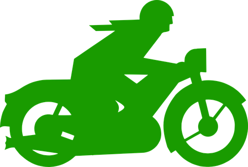 A Green Silhouette Of A Man On A Motorcycle