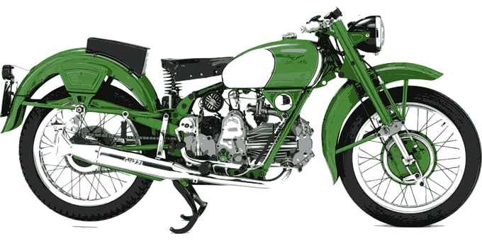 A Green Motorcycle With Black Background