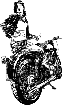 A Drawing Of A Man On A Motorcycle