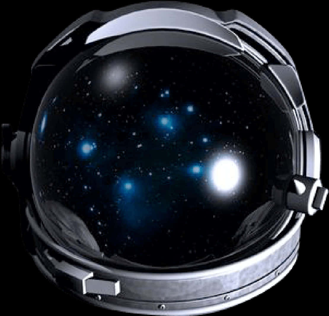 A Space Helmet With Stars And Planets In The Background
