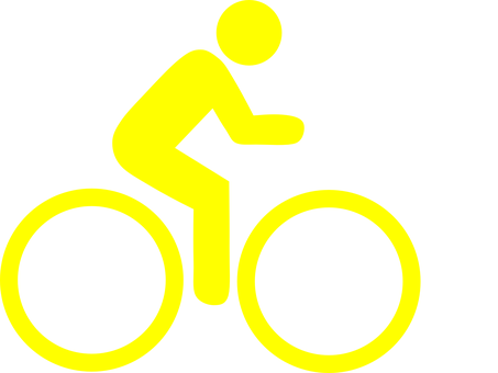 A Yellow Sign With A Person On A Bicycle