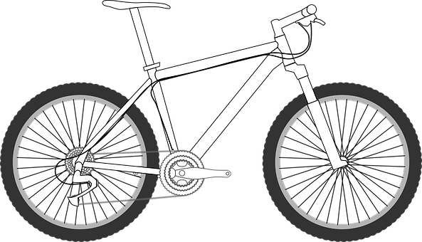 A White Outline Of A Mountain Bike