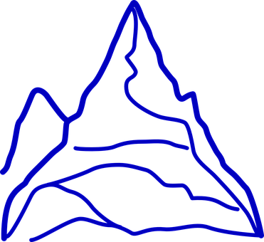 A Blue Line Drawing Of A Mountain
