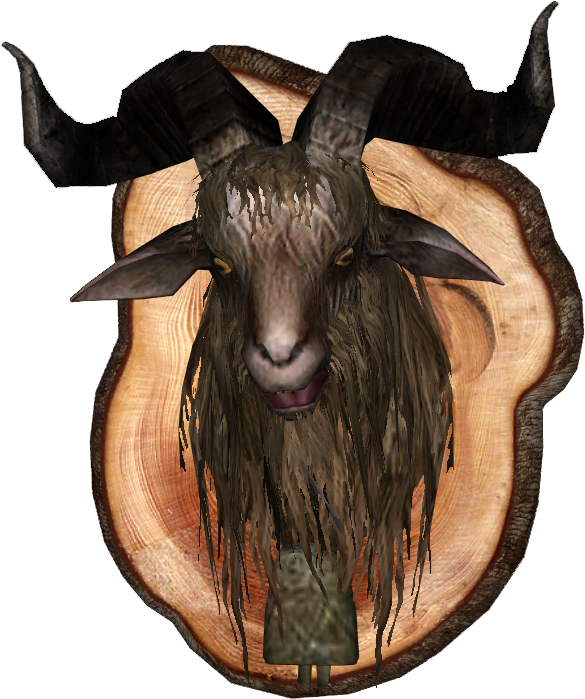 A Goat With Horns On A Log