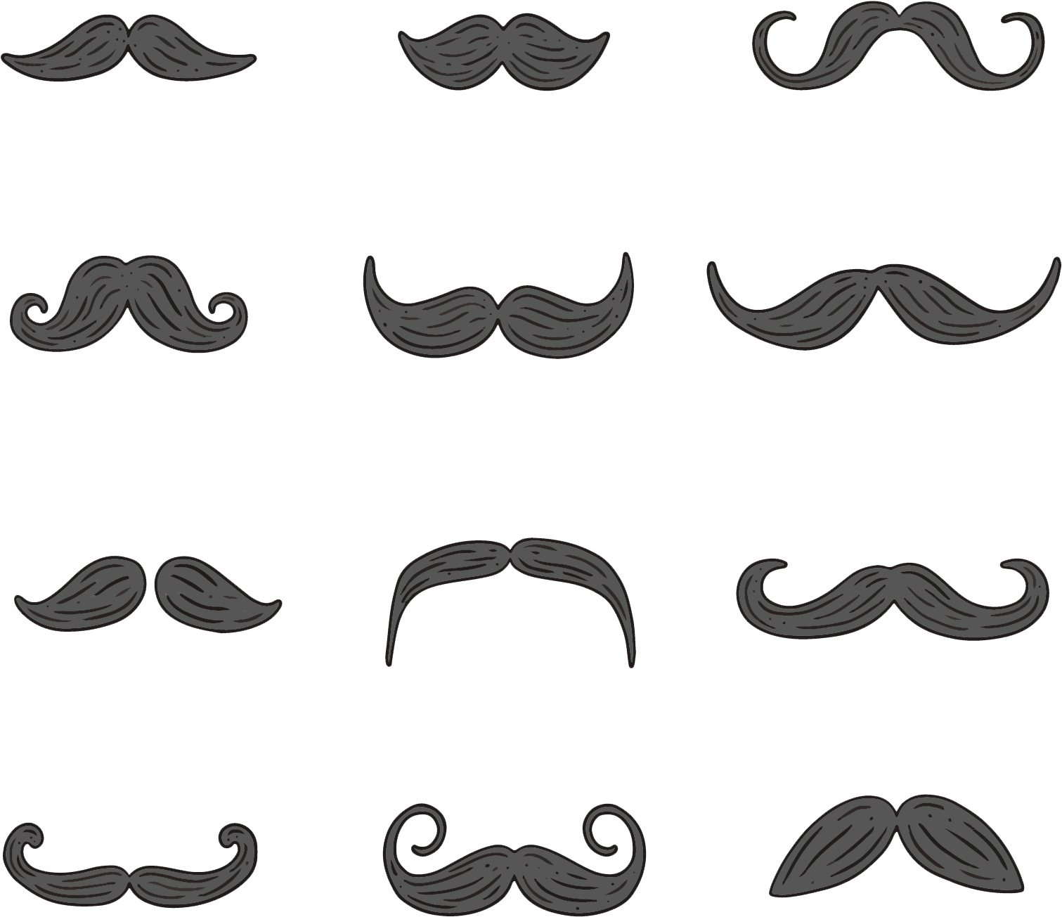 A Set Of Mustaches On A Black Background