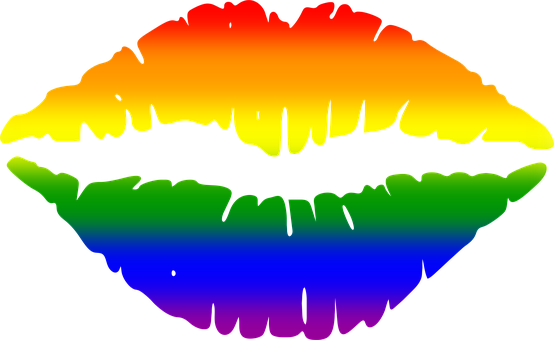 A Rainbow Lips On A Black Background