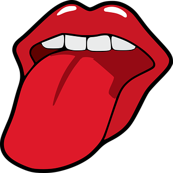A Red Lips With Tongue Sticking Out