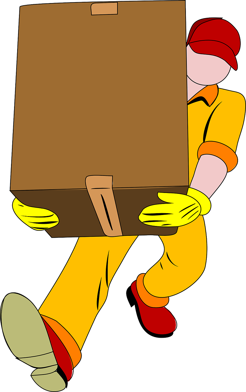 A Cartoon Of A Man Carrying A Box