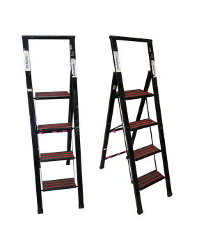A Black Ladders With Red Stripes