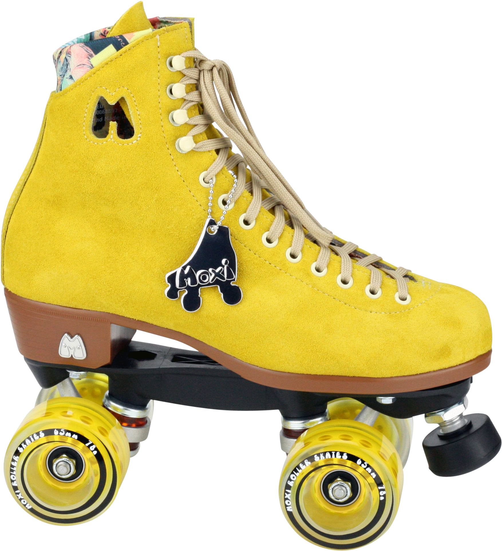 A Yellow Roller Skate With A Tag