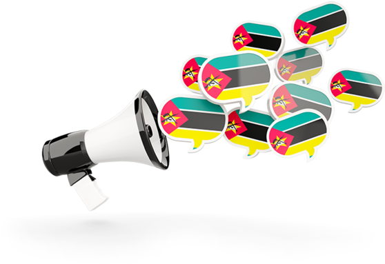 A Megaphone With A Group Of Stickers Flying Out