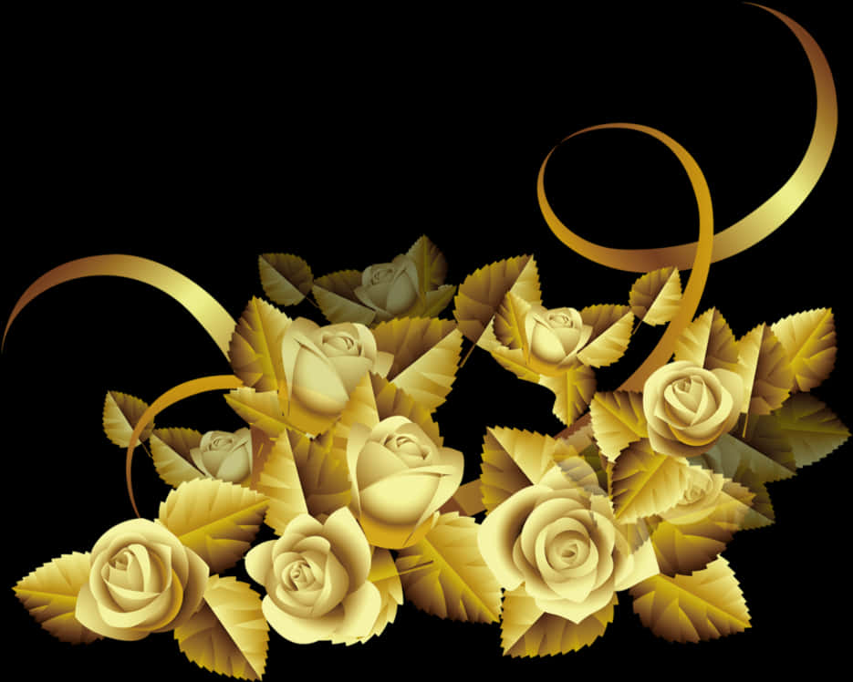 A Bunch Of Gold Roses