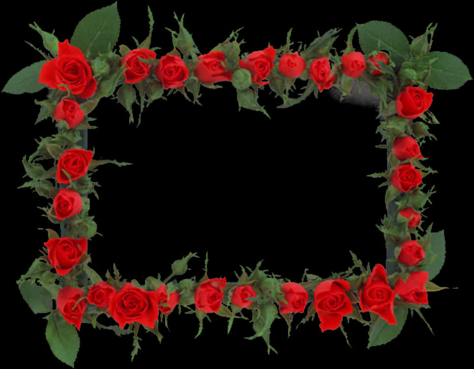 A Rectangular Frame Of Red Roses