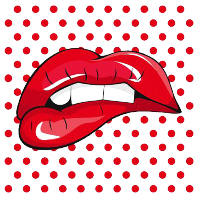A Red Lips With White Teeth And Teeth On A Black Background