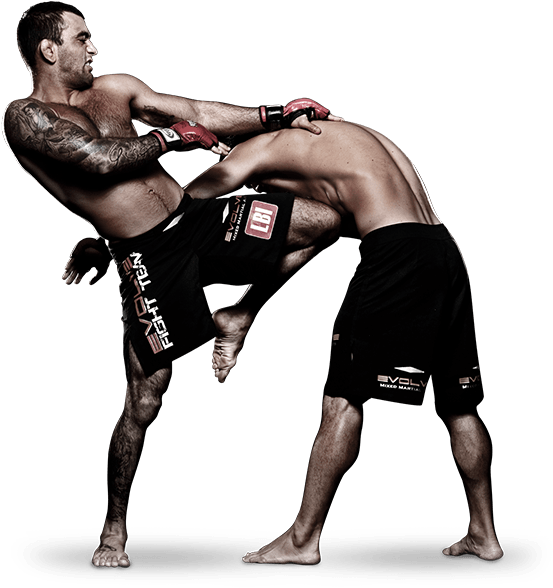 Two Men Fighting In A Black Background